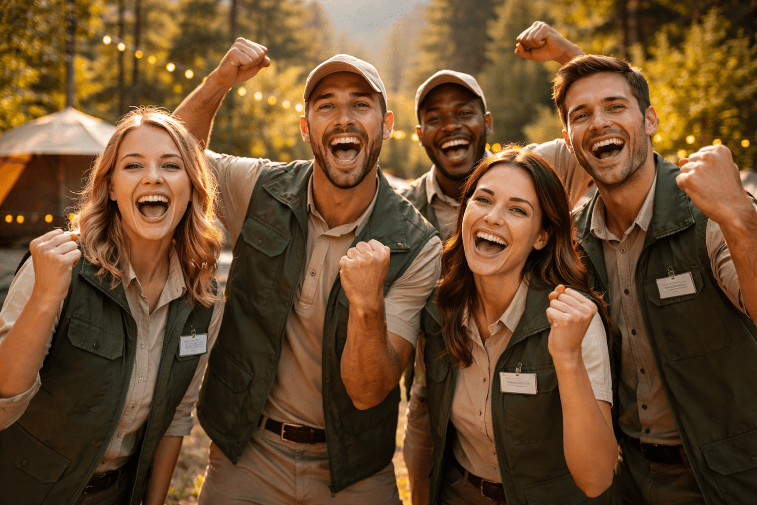 Team som firar tillsammans