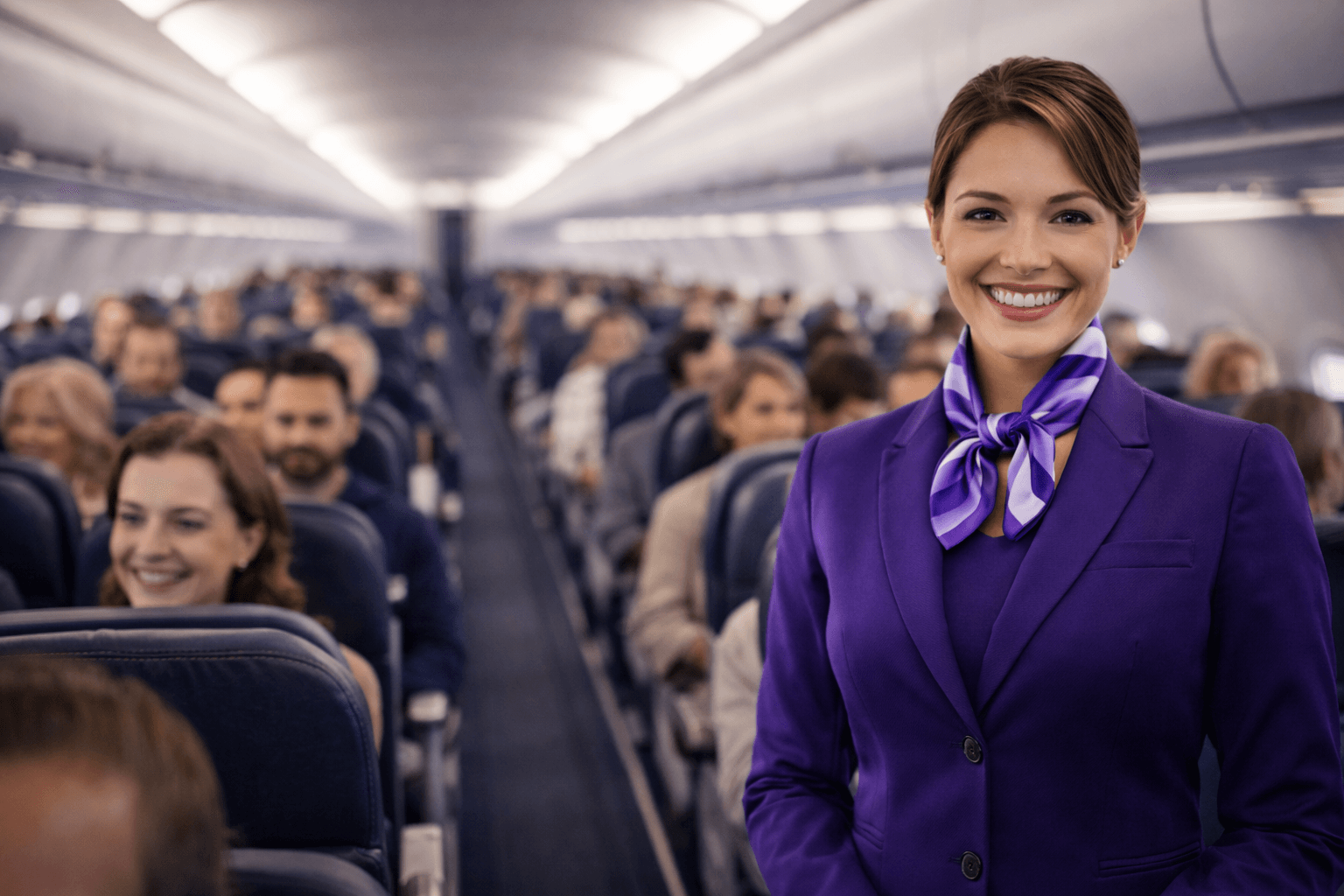 Flygvärdinna i kabin